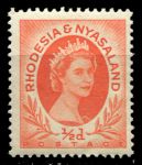 Родезия и Ньясаленд 1954-1956 гг. • Gb# 1 • ½ d. • Елизавета II • стандарт • MNH OG XF