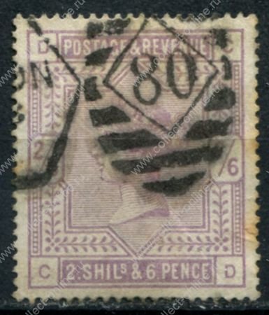 Великобритания 1883-1884 гг. • Gb# 178 • 2s.6d. • Королева Виктория • стандарт • Used VF- ( кат.- £ 160 )