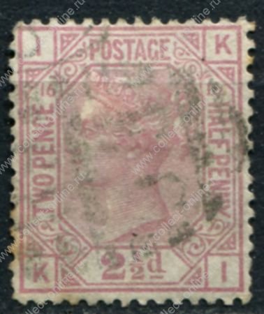 Великобритания 1873-1880 г. • Gb# 141 pl. 16 • 2½ d. • Королева Виктория • стандарт • Used VF- ( кат.- £ 85 )