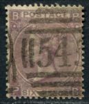 Великобритания 1865-1867 гг. Gb# 97 pl. 5 • 6 d. • Королева Виктория • Used VF ( кат.- £140 )