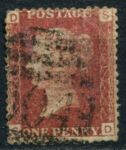 Великобритания 1858-1879 гг. • Gb# 44 (pl. 117) • 1 d. • Королева Виктория • Used VF ( кат.- £3 )