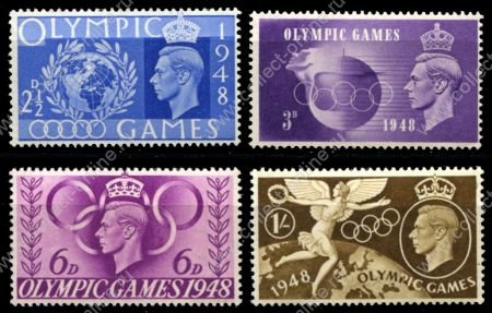 Великобритания 1948 г. • Gb# 495-8 • 2½ d. - 1 sh. • Летние Олимпийские Игры • Лондон • полн. серия • MNH OG VF ( кат.- £ 7 )
