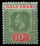 Британский Золотой Берег 1913-1921 гг. • Gb# 83 • 10 sh. • Георг V • стандарт • Used VF ( кат.- £ 110 )