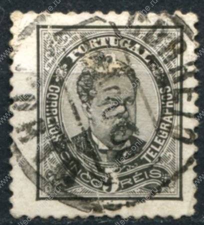 Португалия 1882 г. • Mi# 54 • 5 R. • король Луиш I • стандарт • Used F-VF ( кат.- € 1,5 )