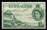Гибралтар 1953-1959 гг. • Gb# 146 • 1 d. • Елизавета II • осн. выпуск • вид на скалу с юга • MH OG VF