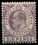 Гибралтар 1903 г. • Gb# 50 • 6 d. • Эдуард VII • стандарт • MH OG VF ( кат. - £35 )