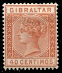 Гибралтар 1889-1895 г. • Gb# 27 • 40 c. • королева Виктория • стандарт • MH OG VF ( кат. - £4 )