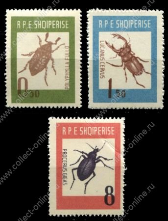 Албания 1963 г. • Mi# 735-7 • 0.5 - 8 L. • жуки ( 3 марки ) • MNH OG F-VF ( кат.- € 12 )