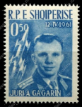 Албания 1962 г. • Mi# 642 • 0.50 L. • 1-я годовщина полёта Ю. Гагарина • MNH OG XF ( кат.- € 1 )