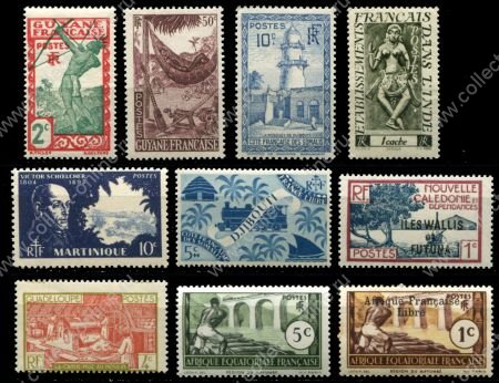 Французские колонии и территории XX век • лот 10 разных старых марок • MNH OG VF