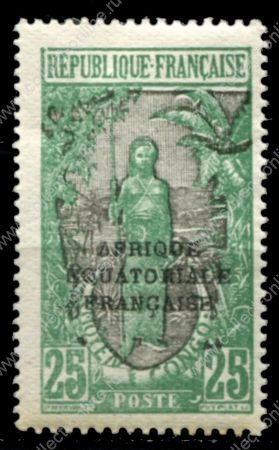 Французское Конго 1924 г. • Iv# 79 • 25 c. • надп. на марке 1907-17 гг.• MH OG VF