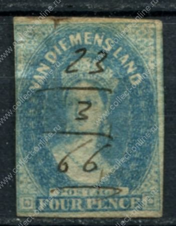 Австралия • Тасмания 1857-1869 гг. • Gb# 37 • 4 d. • Королева Виктория • стандарт • Used VF ( кат.- £ 30 )