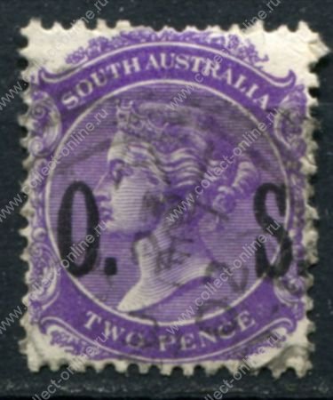Южная Австралия 1899-1901 гг. • GB# O82 • 2 d. • надпечатка "O.S."(тип III) • официальная почта • Used VF