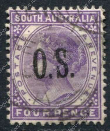 Южная Австралия 1891-1899 гг. • GB# O69 • 4 d. • надпечатка "O.S."(тип II) • перф. 13 • официальная почта • Used VF