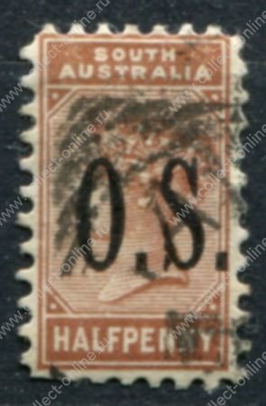 Южная Австралия 1891-1899 гг. • GB# O68 • ½ d. • надпечатка "O.S."(тип II) • перф. 13 • официальная почта • Used F-VF