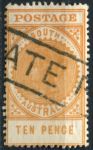 Южная Австралия 1904-1911 гг. • GB# 287 • 10 d. • Королева Виктория • "толстые буквы" • стандарт • Used XF ( кат. - £20 )