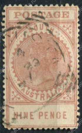 Южная Австралия 1904-1911 гг. • GB# 286 • 9 d. • Королева Виктория • "толстые буквы" • стандарт • Used XF