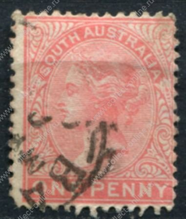 Южная Австралия 1876-1904 гг. • GB# 176 • 1 d. • Королева Виктория • перф. 13 • стандарт • Used VF