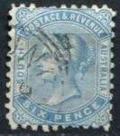 Южная Австралия 1883-1899 гг. • GB# 185 • 6 d. • Королева Виктория • стандарт • Used F-VF