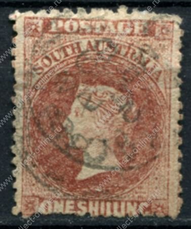 Южная Австралия 1868-1879 гг. • GB# 80 • 1 sh. • Королева Виктория • стандарт • Used F-VF ( кат. - £16 )