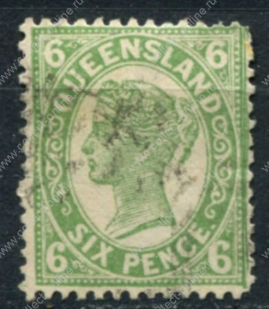 Квинсленд 1897-1908 гг. • Gb# 250 • 6 d. • Королева Виктория • стандарт • Used VF ( кат. - £4 )