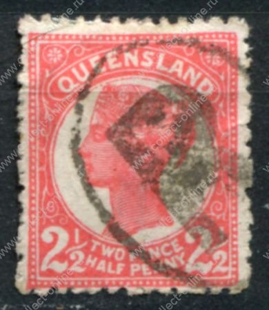 Квинсленд 1895-1896 гг. • Gb# 214 • 2½ d. • Королева Виктория • красная • розовая • Used VF ( кат. - £6 )