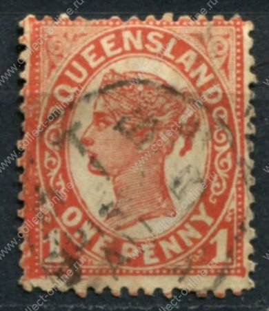 Квинсленд 1895-1896 гг. • Gb# 217 • 1 d. • Королева Виктория • красная • стандарт • Used VF ( кат. - £35 )