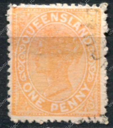 Квинсленд 1895 г. • GB# 203 • 1 d. • Королева Виктория • плотн. бум. • стандарт • Used XF