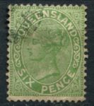 Квинсленд 1890-1894 гг. • GB# 196 • 6 d. • Королева Виктория • стандарт • Used VF