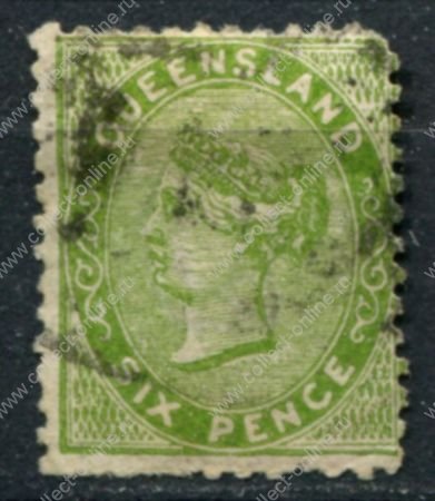 Квинсленд 1879-1881 гг. • GB# 143 • 6 d. • Королева Виктория • стандарт • Used VF ( кат. - £6 )