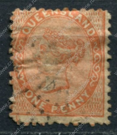 Квинсленд 1879-1881 гг. • GB# 129 • 1 d. • Королева Виктория • стандарт • Used F- ( кат. - £35 )