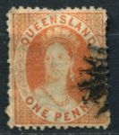 Квинсленд 1868-1878 гг. • GB# 83 • 1 d. • Королева Виктория • перф. 13 • стандарт • Used F ( кат. - £7 )