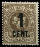 Литва 1922 г. • Mi# 146 • 1 c. на 40 c. • надпечатка нов. номинала • стандарт • MH OG XF ( кат.- €10 )