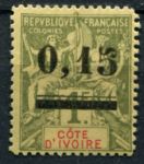Кот-д'Ивуар 1904 г. • Iv# 20 • 15 c. на 1 fr. • надп. нов. номинала • стандарт • MH OG VF ( кат. - €28 )
