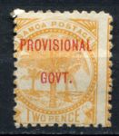 Самоа 1899-1900 гг. • Gb# 92a • 2 d. • надпечатка "Provisional Govt." • желтая • MH OG VF ( кат. - £5 ) 