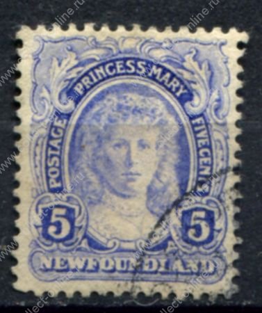Ньюфаундленд 1911 г. • Gb# 121 • 5 c. • Коронация Георга V • принцесса Мэри • Used VF ( кат.- £3 )