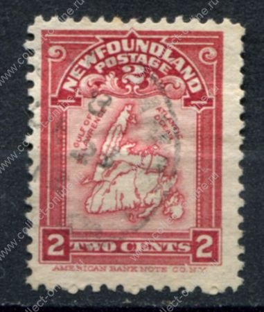 Ньюфаундленд 1908 г. • Gb# 94 • 2 c. • карта Ньюфаундленда • Used VF