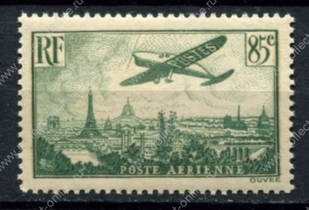 Франция 1936 г. • Mi# 305 • 85 c. • самолёт над Парижем • авиапочта • MNH OG F-VF ( кат. - €10 )
