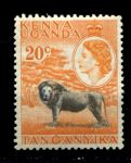Кения, Уганда и Танганьика 1954-1959 гг. • Gb# 170 • 20 c. • Елизавета II основной выпуск • лев • MNH OG VF ( кат.- £ 2 )