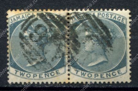 Ямайка 1870-1883 гг. • Gb# 20 • 2 d. • королева Виктория • стандарт пара • Used F ( кат. - £20 )