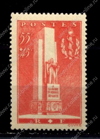 Франция 1938 г. • Iv# 395 • 55+45 c. • Памятник военным медикам • MNH OG VF (кат. - €25 )