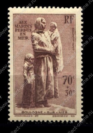 Франция 1939 г. • Iv# 447 • 70+30 c. • Сбор на памятник "Пропавшим морякам" • MNH OG VF ( кат. - €35)
