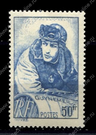 Франция 1940 г. • Iv# 474 • 50 fr. • знаменитые летчики, Жорж Гинемер • MH OG VF ( кат. - €10 )