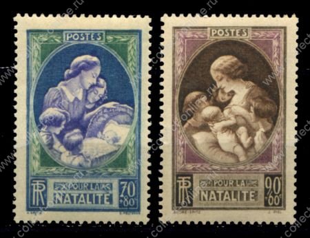 Франция 1939 г. • Iv# 440-441 • Фонд поддержки рождаемости • полн. серия • MNH OG VF ( кат. - €17)