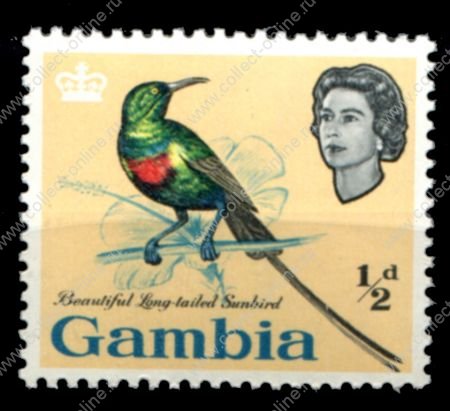 Гамбия 1963 г. • Gb# 193 • ½ d. • Елизавета II • осн. выпуск • птицы • MNH OG VF