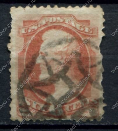 США 1873 г. • Sc# 159 • 6 c. • Президент Линкольн • Used VG ( кат. - $25 )