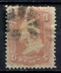 США 1861 г. • Sc# 65 • 3 c. • Джордж Вашингтон • розовая • Used F-VF