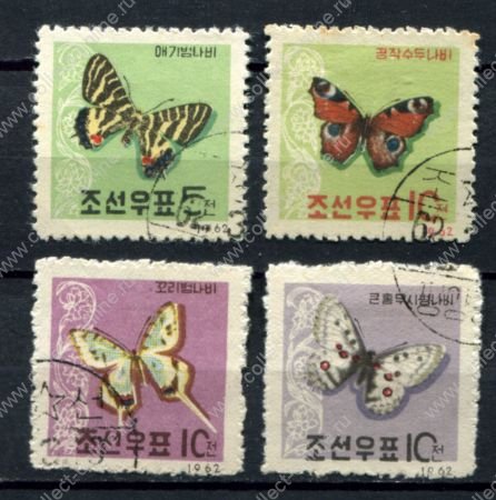 КНДР 1962 г. • Mi# 380-383 • 5 - 10 ch. • Фауна, бабочки • полн. серия • Used(ФГ) NG VF