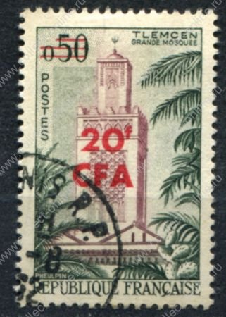 Реюньон 1961-1965 гг. • Iv# 351 • 20 fr./0.50 fr. • надпечатка нов. номинала и CFA • Used VF ( кат. - €5 )