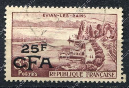 Реюньон 1957-1959 гг. • Iv# 341 • 25 fr./85 fr. • надпечатка нов. номинала и CFA • концовка • Used VF
